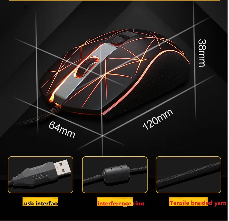 USB LED Luzes Do Mouse Gamer 2800 DPI Para PC Laptop Desktop