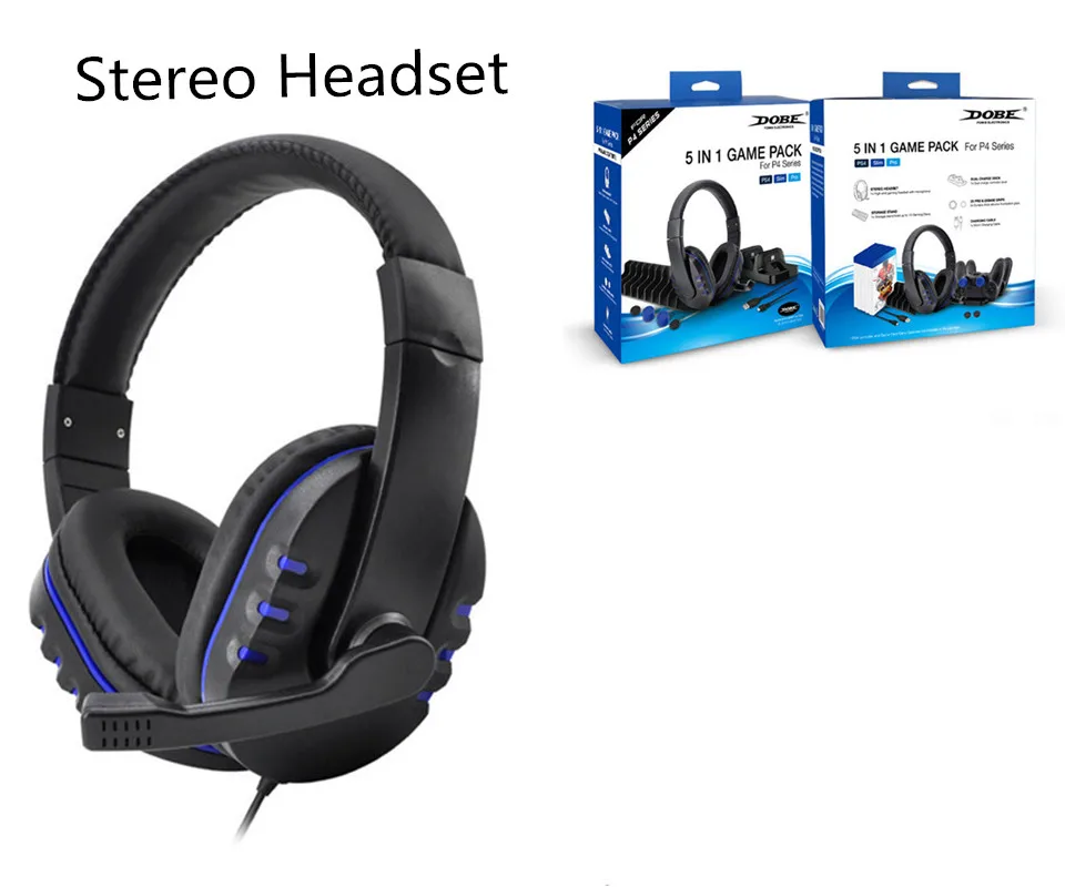 PS4 Slim Gaming Headset 3 5mm Stereo Headset with Microphone Noise Reduction Charger stand Game Disc Storage Stand thumbstick