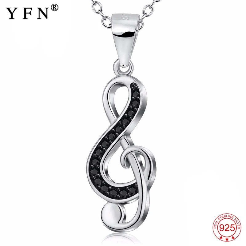 

925 Sterling Silver Necklace Musical Note Necklaces & Pendants Wedding Jewelry Elegant Women Necklace Christmas Gift GNX13964