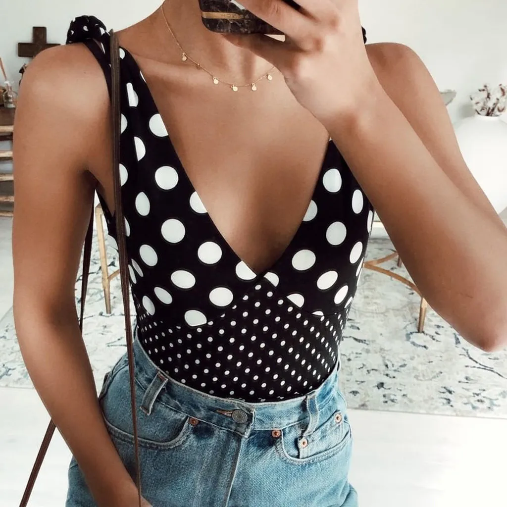 

Bikini Set 2019 Swimwear Wave Point Printed V-Neck swimsuit Beach Linkage women bathing suit women sexy bikini tankini mujer