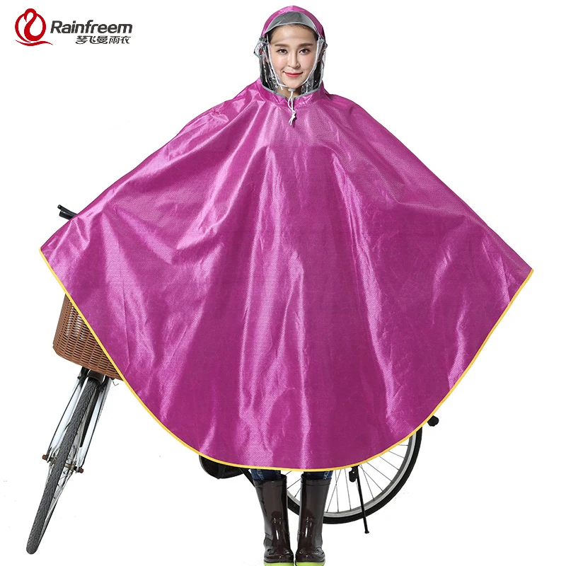 rainfreem-impermeable-raincoat-women-men-thick-bicycle-rain-poncho-plaid-oxford-knitting-jacquard-women-waterproof-rain-gear