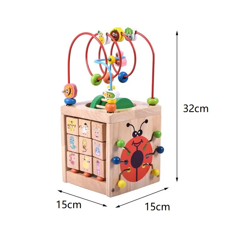Fly AC 6 в 1 деревянный подвижный куб бусина лабиринт многоцелевая развивающая игрушка для детей(6 в 1