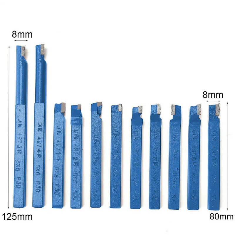 11 шт. сварочный токарный инструмент держатель, 8 мм металлический Карбид токарный станок с ЧПУ Инструменты Карбид паяный резак с наконечниками инструмент набор для резки