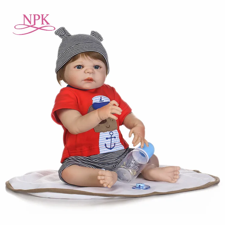 NPK Reborn baby boy dolls 22 дюйма полностью Силиконовое тело reborn babies настоящие спящие
