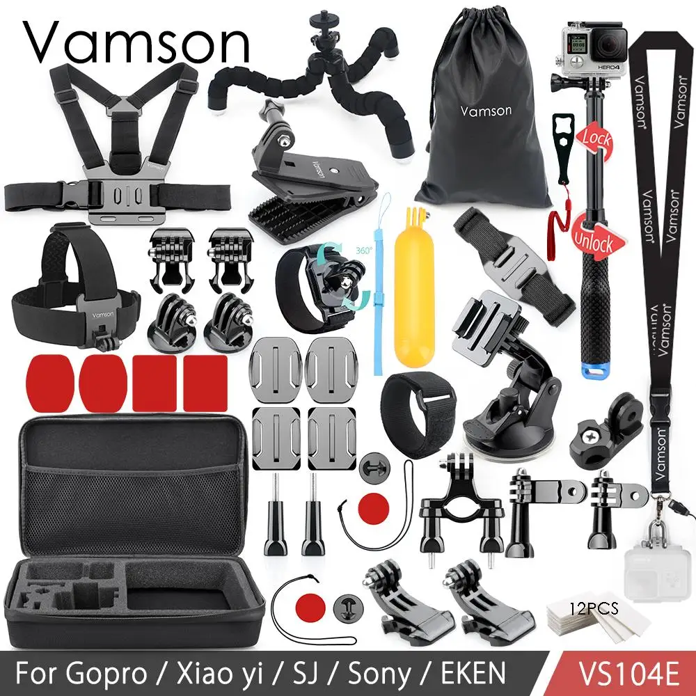 Vamson для Gopro набор аксессуаров для Eken H9R для Gopro Hero 8 7 6 5 4S крепление селфи палка Штатив для Yi 4K для Mijia комплект VS104F - Цвет: VS104E
