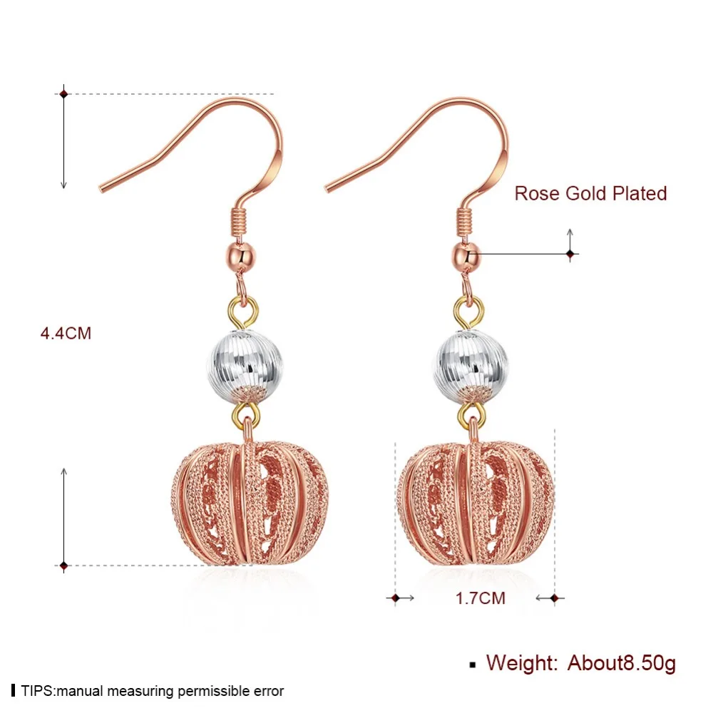 

Wholesale 925 sterling silver beautiful jewelry earrings, round hollow romantic ladies earrings rose color E215-B