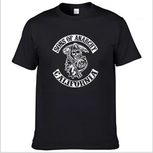 SOA Sons of anarchy el niño de moda SAMCRO estampado camiseta hombres/mujeres moda Hip Hop manga corta de algodón Casual Mens camisetas