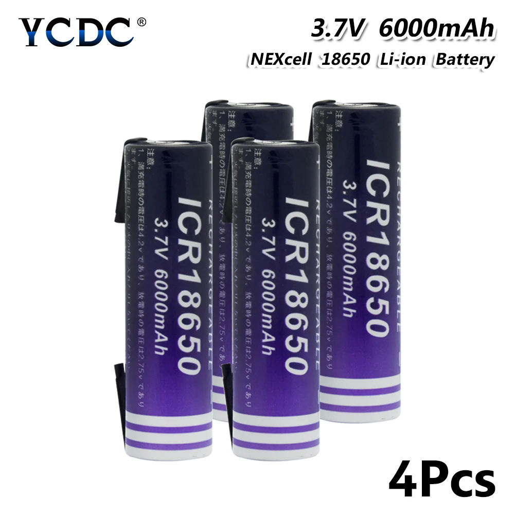 1/2/4 шт. долговечная 3,7 V 6000mAh 18650 литий-ионный аккумулятор для батареи с 2 Diy кабель для ноутбука антенна модель Фонарь налобный фонарь