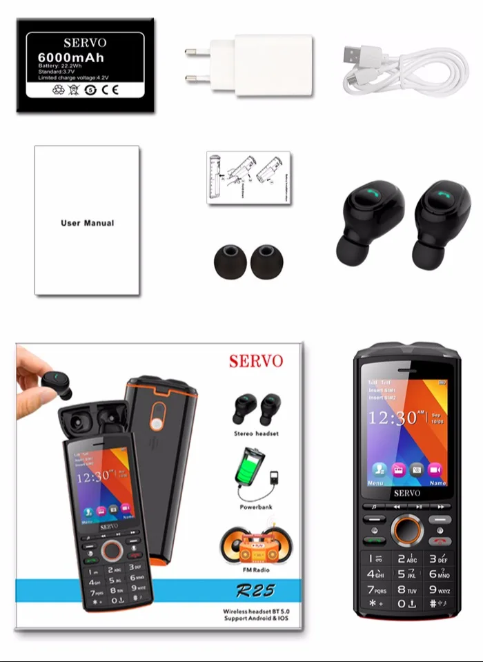 Mini sem Fio Fone de Ouvido Profundos sem Fio Intra-auriculares com 6000 Mah de Carregamento da Caixa Som de Graves Bluetooth Estéreo Mic Hifi R25 Tws V5.0 17 Intra-auriculares Com 6000 mAh de Carregamento da