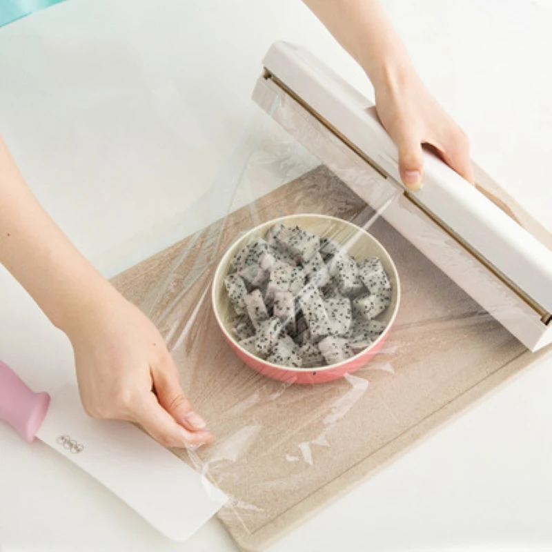 

Cling Film Cutter ABS Plastic Wrap Dispenser With Magnet Food Fresh Keeping Kitchen Accessories Storage Gadgets
