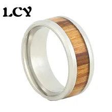 KOA Wood Ring Stainless Steel Rings Inlaid EBONY Men Jewelry Vintage Rvs Ringen Voor Vrouwen Bague Anillos Anel Masculino