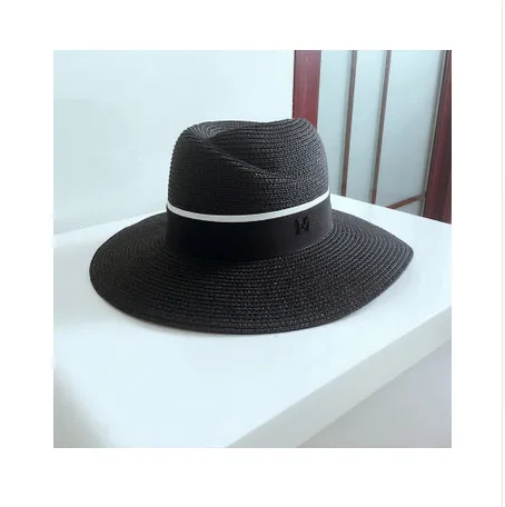 Новое поступление, летняя модная соломенная шляпа с буквой М для женщин с большими полями, Панама, соломенная фетровая шляпа, женская шляпа Пляжная для путешествий, шляпы от солнца - Цвет: 4