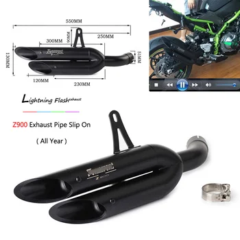 

Slip On For Kawasaki Z900 Motorcycle Exhaust Pipe 51 mm Dual-outlet Exhaust Tips No DB Killer Escape Modified Stainless Steel