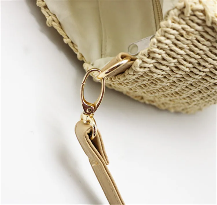 Round Rattan Straw Beach Shoulder Bag