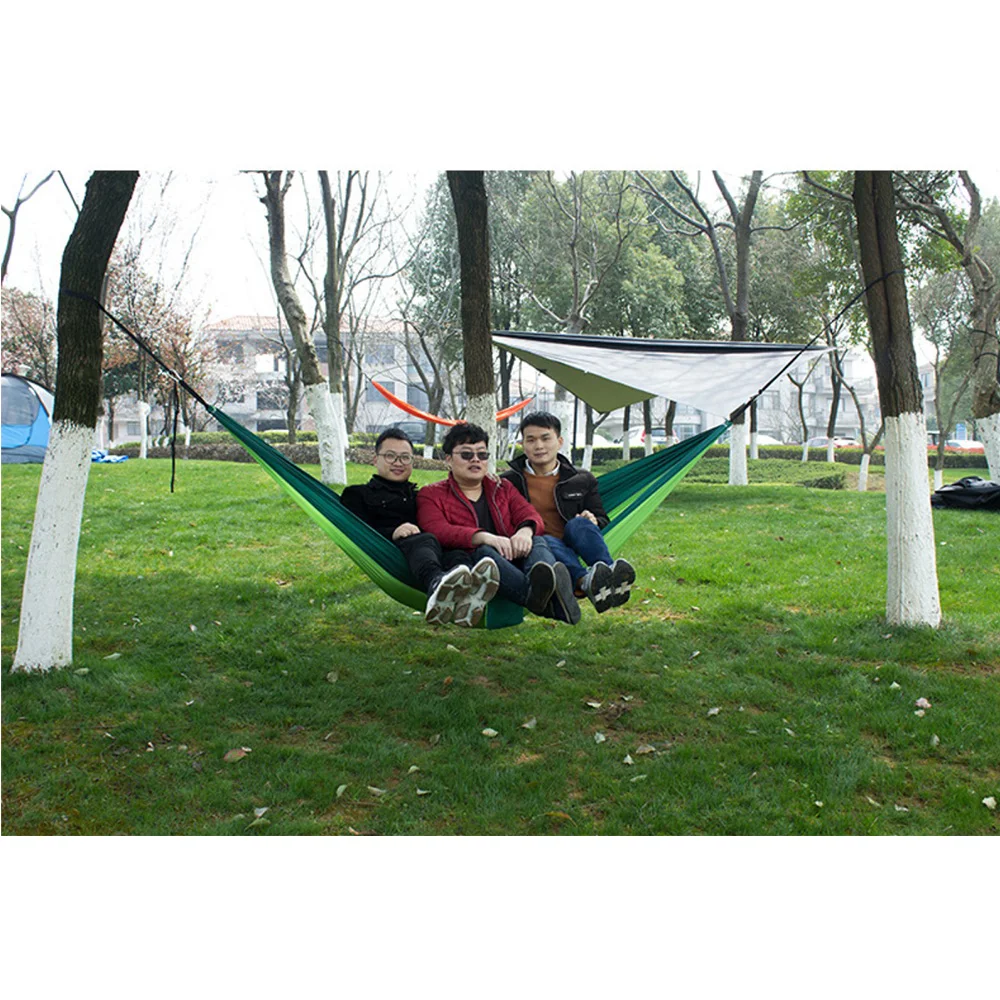 

Outdoor Double Parachute Cloth Hammock - Blue Spelled Gray Side Widened Swing Indoor Leisure Color Optional Comfortable Life