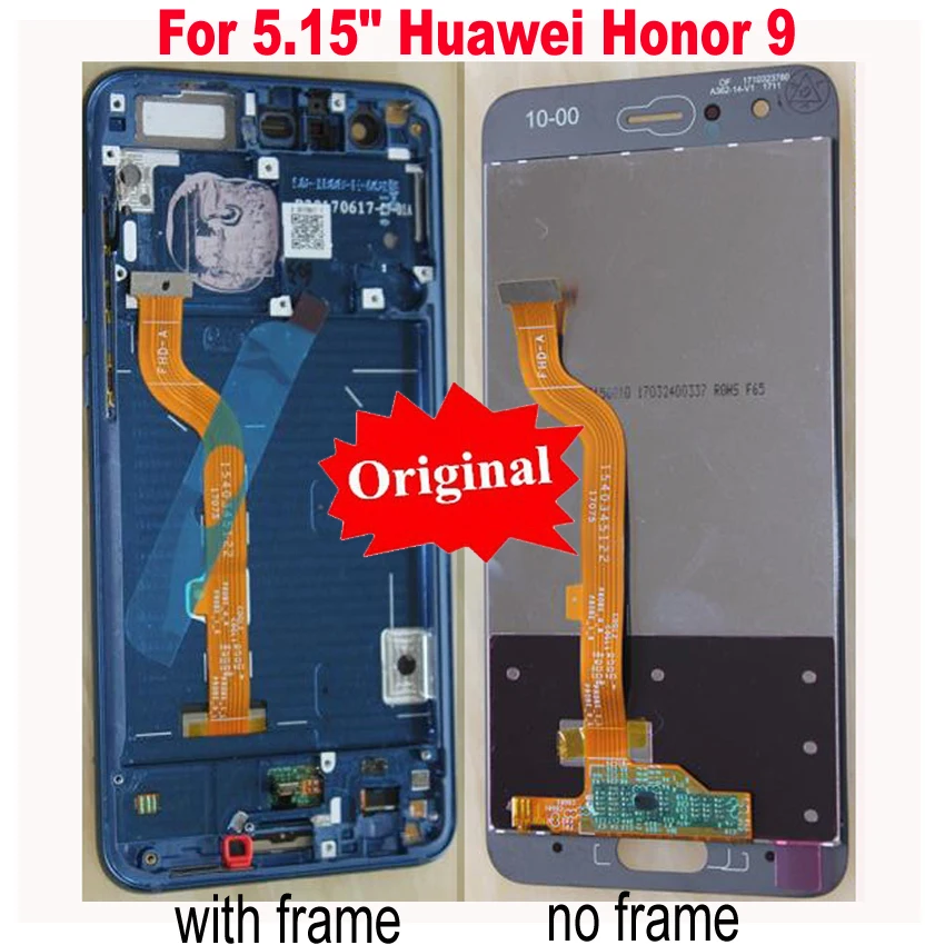 

Original Best For 5.15" Huawei Honor 9 STF-L09 STF-AL10 STF-AL00 STF-TL10 Lcd screen display Touch digitizer assembly + frame