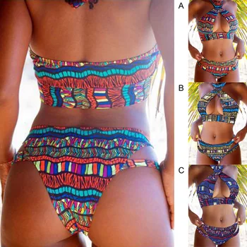 

Women Tops with Pants Bikini Suit Print Backless High Elastic Fast Dry Swimsuit for Summer YS-BUY