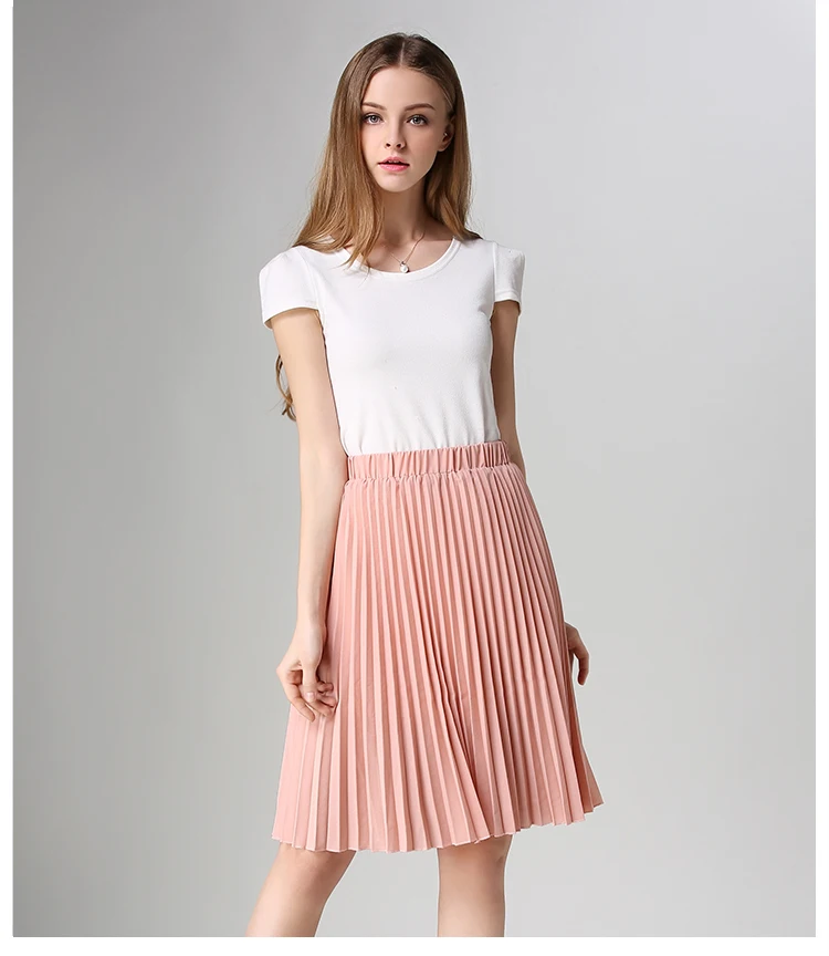 2018 Womens Autumn Fashion High Waist Skirts Knee Length A line Knee