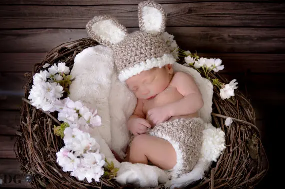 baby bunny hat and diaper cover crochet set perfect for newborn photo prop easter or halloween costume in hats caps from mother kids on aliexpresscom