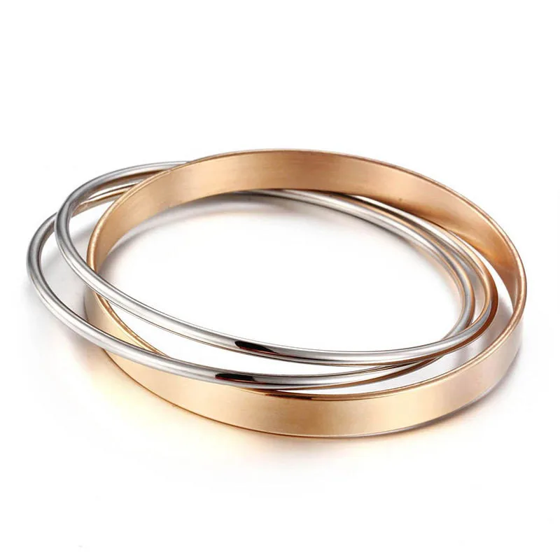 

Stainless Steel Bracelet Women Rose Gold-color Bangle Bracelet Set Charm Bracelets&Bangles For Women Multilayer