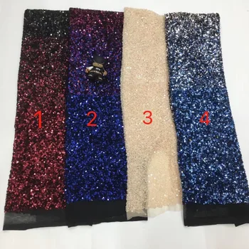 

5Yards Embroidered French Tulle Lace Fabric ZH1930406 Nigerian Wedding Net Lace Fabric with sequins