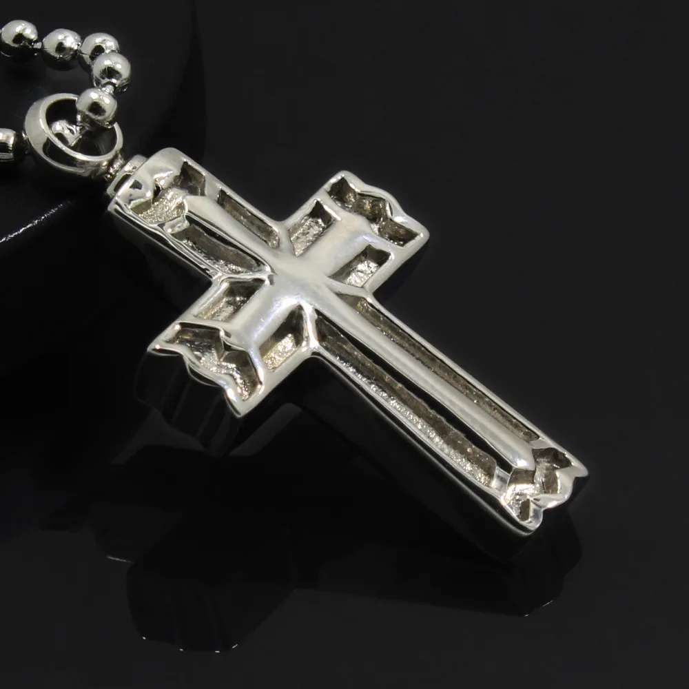 New Silver Stainless Steel Cross Cremation Ash Jewelry Pendant Keepsake