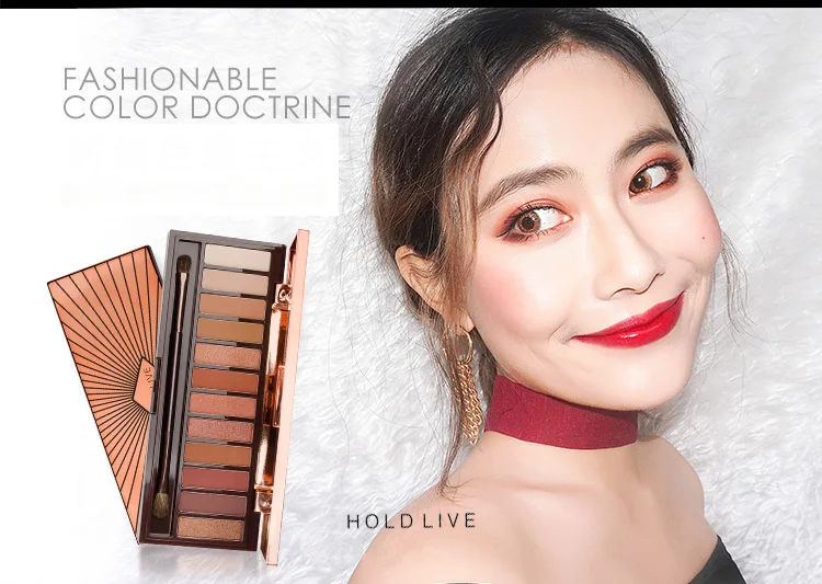 HOLD LIVE Sunset City Eyeshadow Palette 2018 Nude Shimmer Glitter Eye Shadow Pigmented Peach 12 Colors Eyes Makeup Shadow (3)