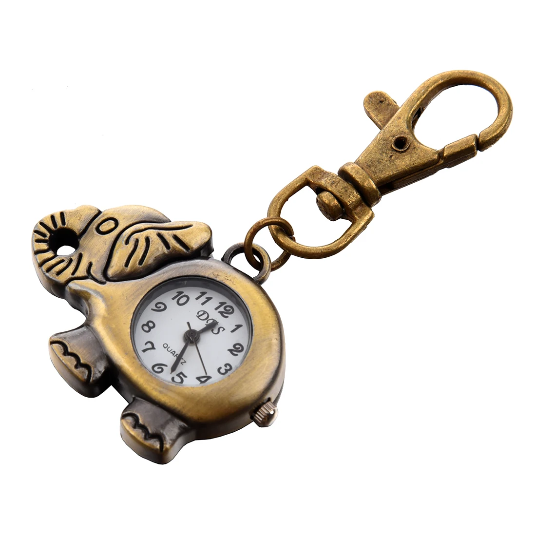 

Bronze Tone Elephant Pendant Lobster Hook Keyring Watch