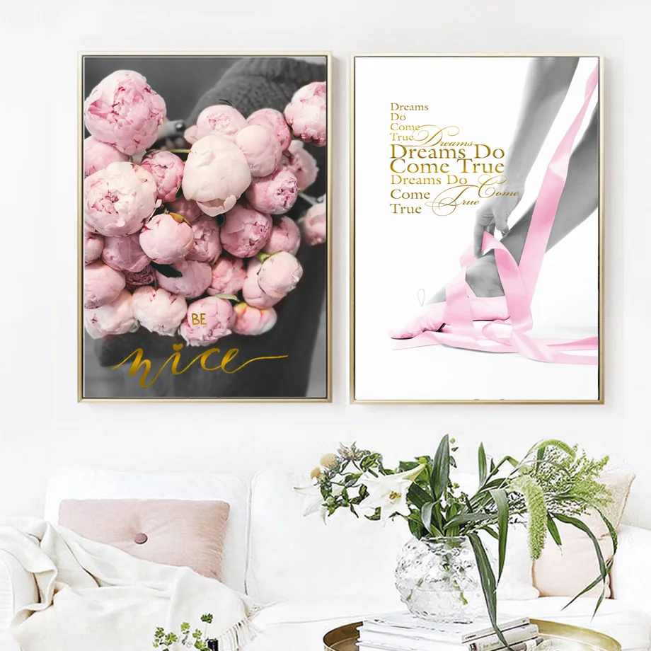Pink-Rose-Flower-Girl-Love-Quotes-Wall-Art-Canvas-Painting-Nordic-Posters-And-Prints-Wall-Pictures (3)