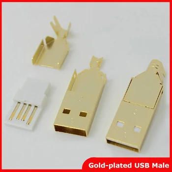 

Free shipping 5pcs/lot usb connector gold plating DIY USB 2.0 A type male plug connector wire bonding