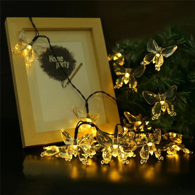 

4.5M LED Solar Butterfly Light String Waterproof Outdoor Festival Party Christmas Wedding Decoration Light String