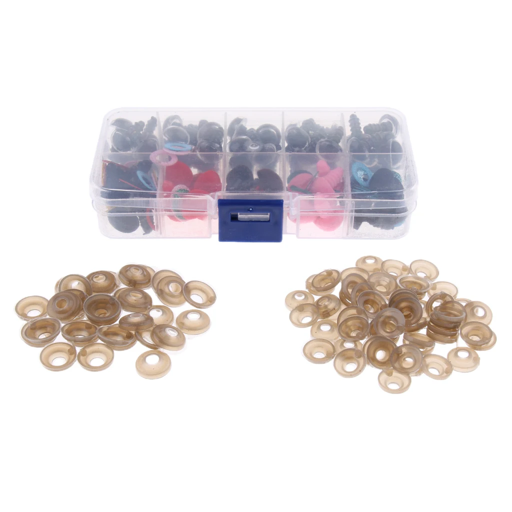 50pcs 12mm 5 Colors Shinning Plastic Safety Eyes + 25pcs Velvet Noses for Teddy Bear Soft Animal Toy Kid DIY Craft