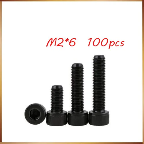 100pcs Metric DIN912 M4 Black 12.9 Carbon Steel Hex Socket Head Cap Screw Bolts