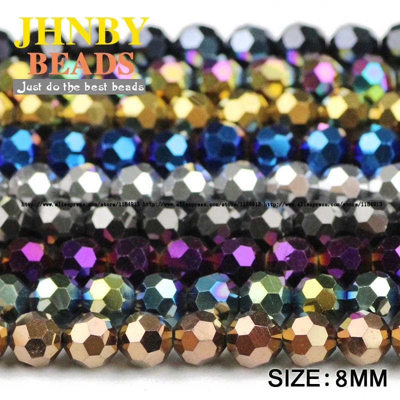 

JHNBY Ball Faceted Austrian crystal 30pcs 8mm plated color Round shape Loose beads for Jewelry bracelet accessories making DIY
