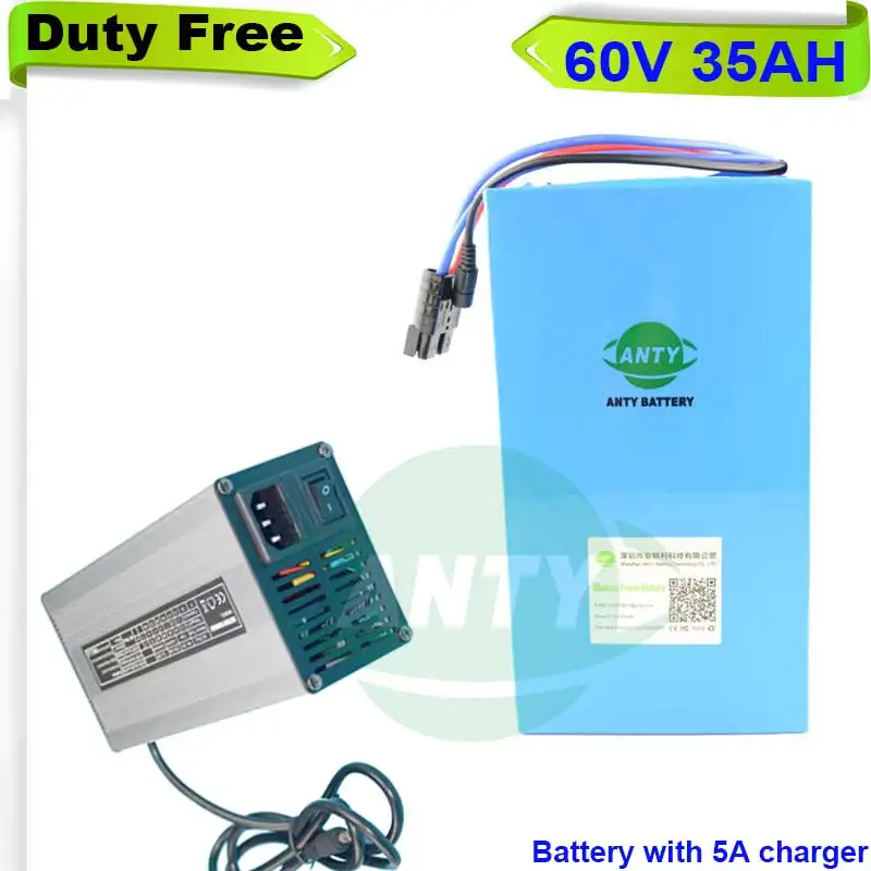 eBike Battery 60v 2000w Lithium Scooter Battery Pack 35ah Electric Bike Battery 60v with 5A Charger 50A BMS Duty / Shipping Free