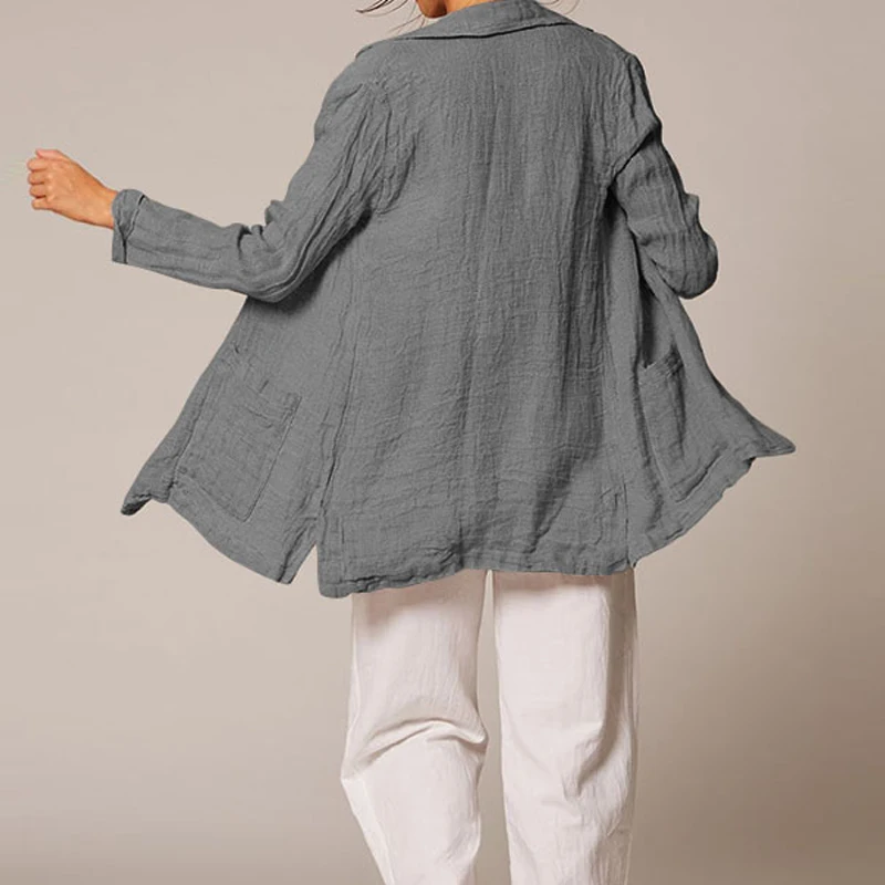 Celmia Vintage Women Blazers Fashion Suits Long Sleeve Coat Button Casual Solid Ladies Cardigan Work Jackets Plus Size Tops