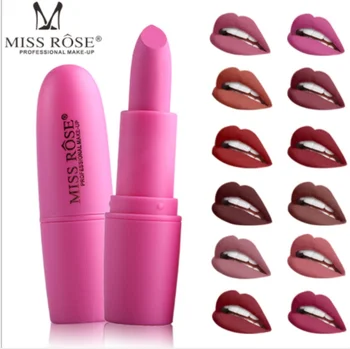 

MISS ROSE Korean Matte Lipstick Makeup Batom Mate Nude Lip Stick Velvet Red rouge a levre mat Tint Lipstick Pencil / 200pcs