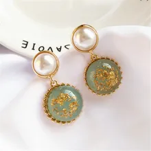 Модные круглые жемчужные серьги-кисточки Женские Классические Ретро Геометрические массивные серьги-гвоздики с эпоксидной смолой для женщин ювелирные изделия серьги