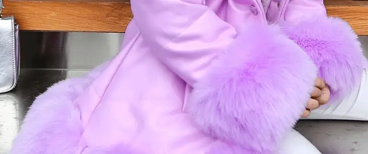 Clobee осень-зима для маленьких девочек пальто с мехом лисы Теплый искусственного меха Зимний комбинезон; верхняя одежда детская одежда с капюшоном пальто F210