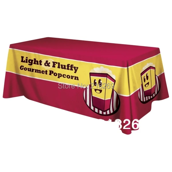 

Exhibition 4 side printed 6ft trade show table throw, exhibition table cover, custom printed logo table throw, Table runner