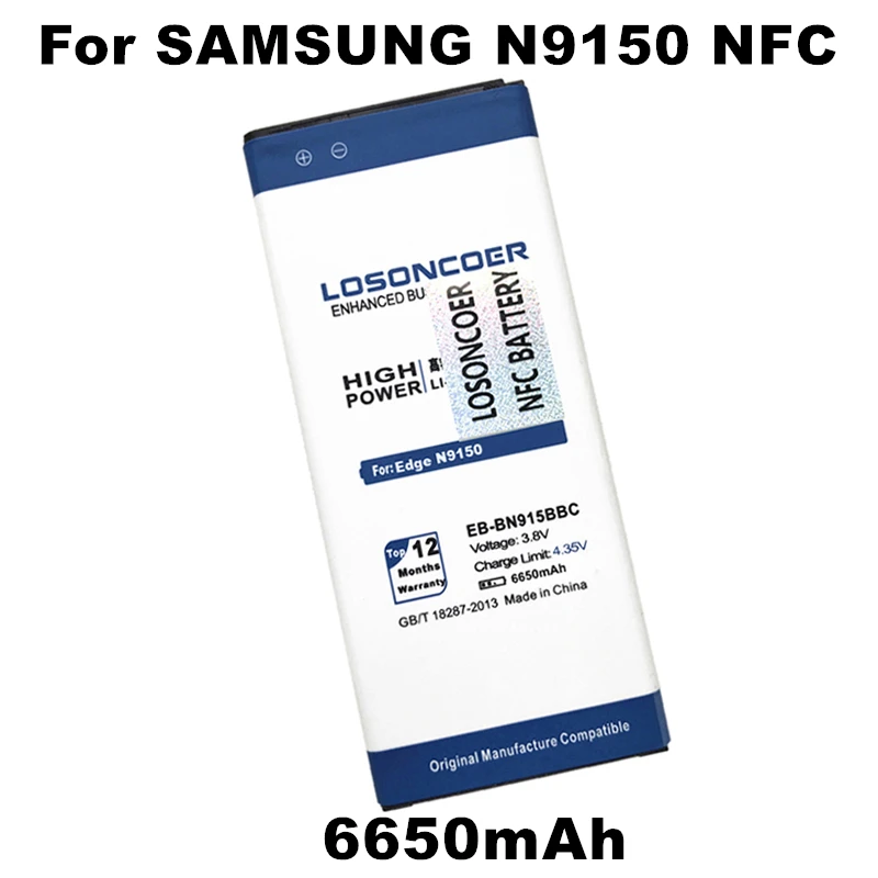 

LOSONCOER EB-BN915BBC NFC Battery 6650mAh For SAMSUNG GALAXY Note Edge N9150 NFC N915K N915L N915S N915 N915X N915A N915D