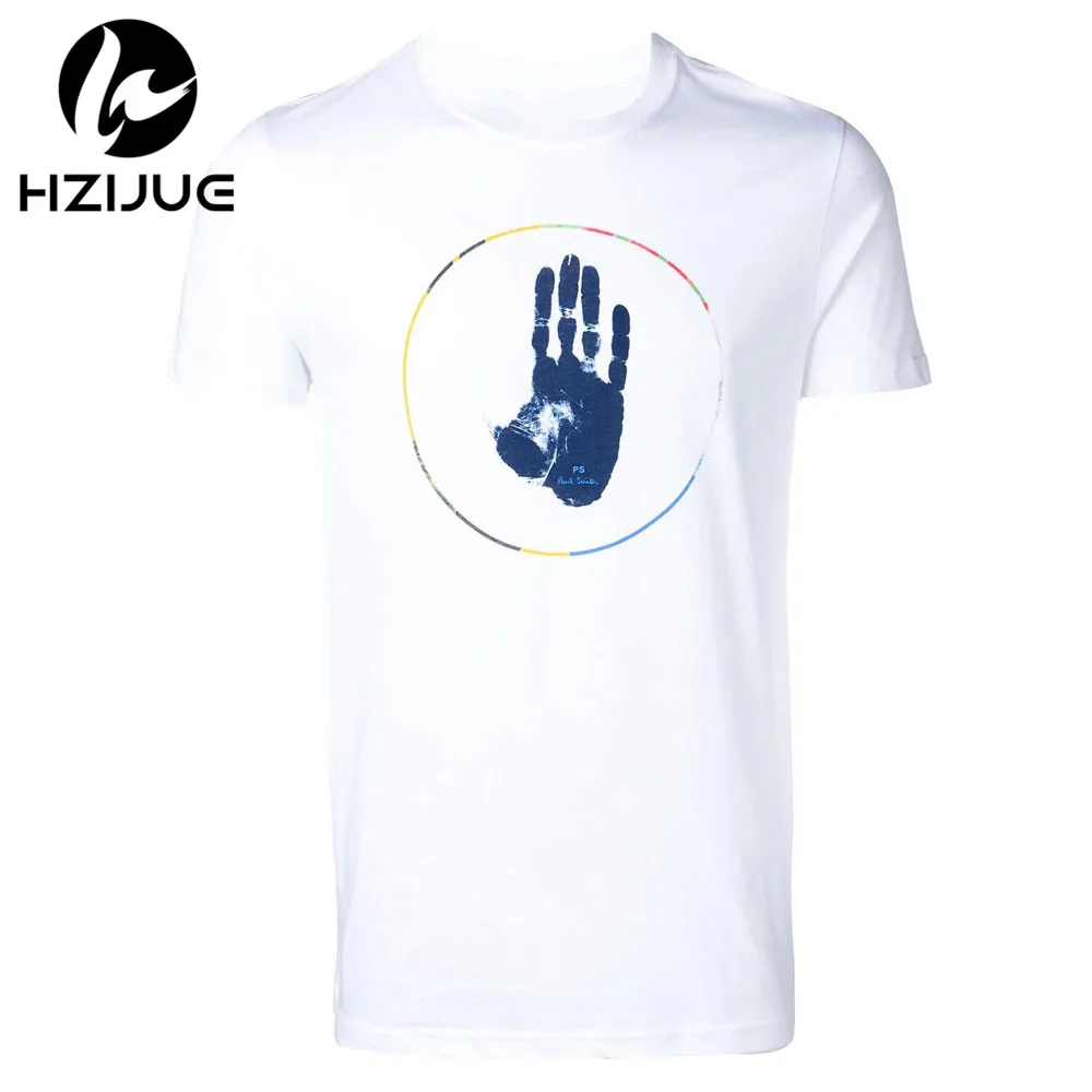 

HZIJUE 2019 NEW Summer men hands print tee shirt homme Loose streetwear Men Hip Hop Short Sleeves T-Shirt cotton Basics t shirt