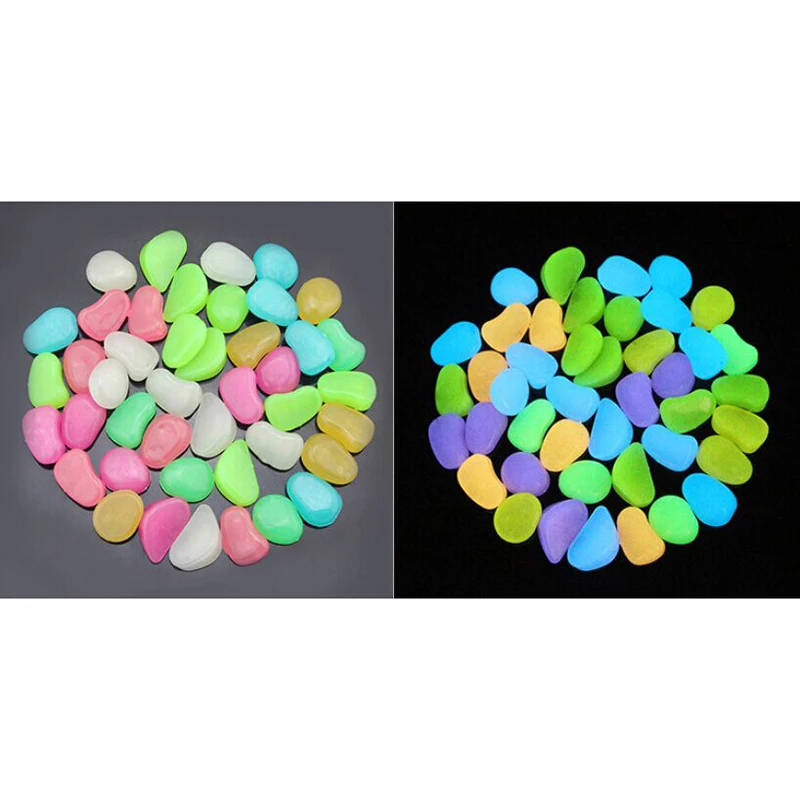 JX-LCLYL 100Pcs Glow in the Dark Pebbles Home Garden Walkway Aquarium Fish Tank Stone