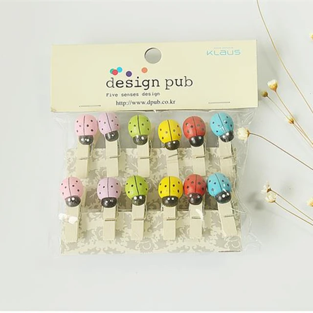 12pcs Sets Wooden Rope Clip Colorful Ladybug Home Decor Cute 12pcs Sets Wooden Rope Clip Colorful Ladybug Home Decor Cute Letters Party Married