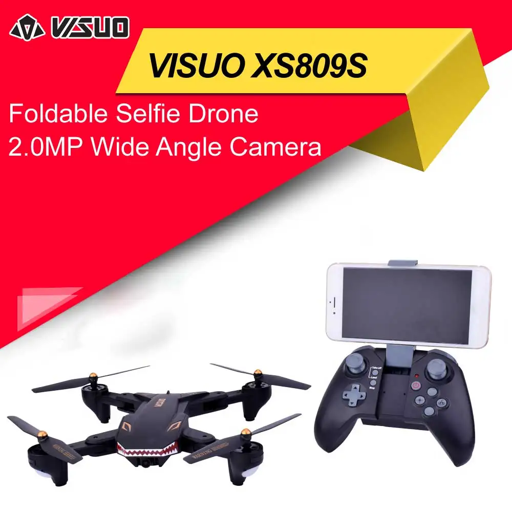 

VISUO XS809S Foldable Selfie Drone with 2.0MP Wide Angle WIFI FPV HD Camera Altitude Hold Headless Gravity Sense RC Quadcopter