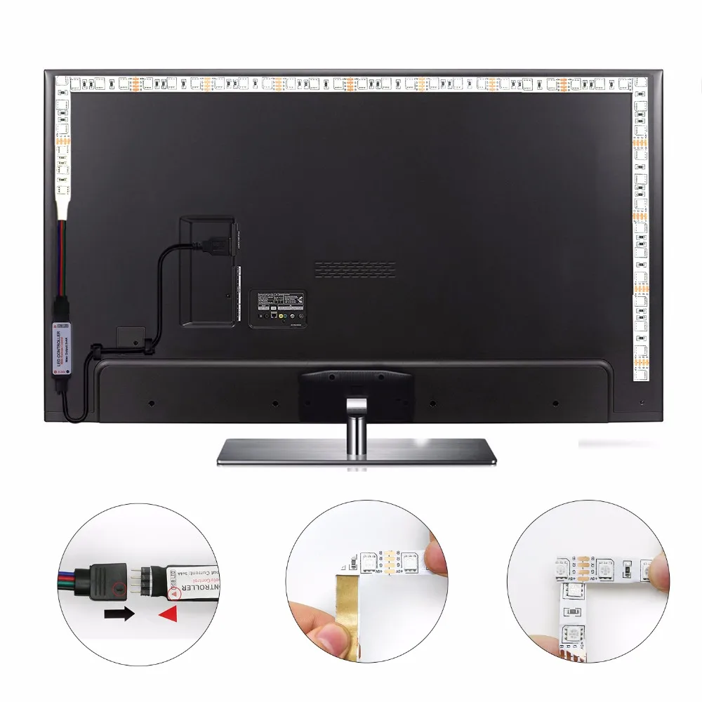 2,5 м USB RGB Светодиодная лента 5050 SMD гибкий светодиодный набор для телевизора с плоским экраном ЖК-дисплей настольный компьютер светодиодный ТВ ПОДСВЕТКА ing