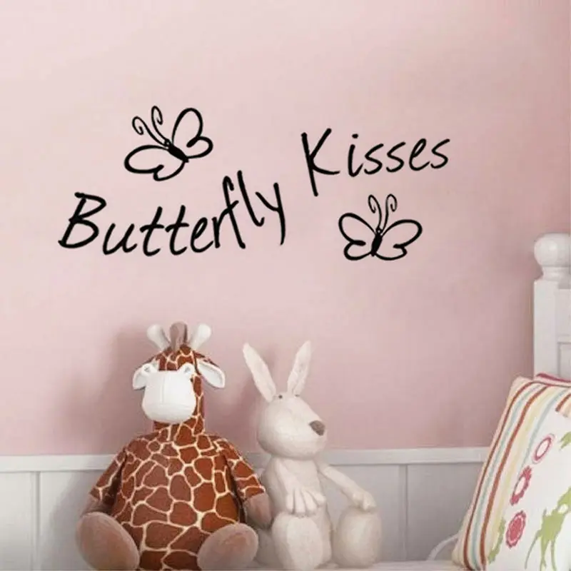 CaCar Butterflies Kisses Removable Wall Stickers For Baby Room Home