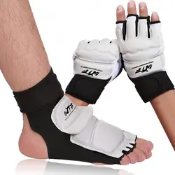 Половина пальцев тхэквондо перчатки дети взрослые Единоборства Спорт ручная защита пу кожаные перчатки Защита ног для занятий тхэквондо