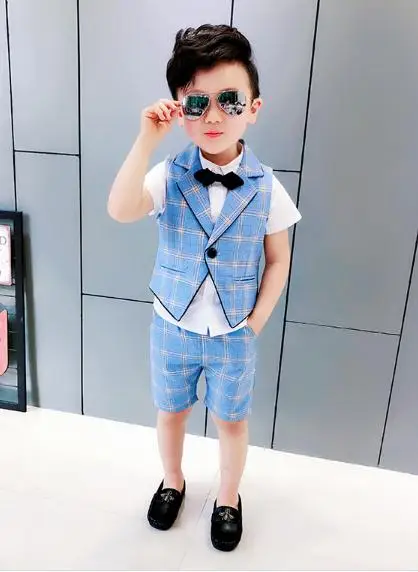 

Kids Suits Blazers 2019 Autumn Baby Boys vest pants 2 pcs/sets Boys Suit for Wedding Formal Party Wear Children Clothes