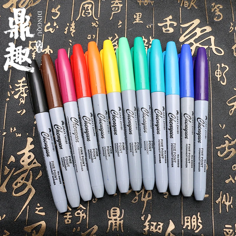

12 Color Marker Pen Plastic Colorful Permanent Makeup Training Free shipping Novelty Transfer Pen Tattoo Accessories TC505